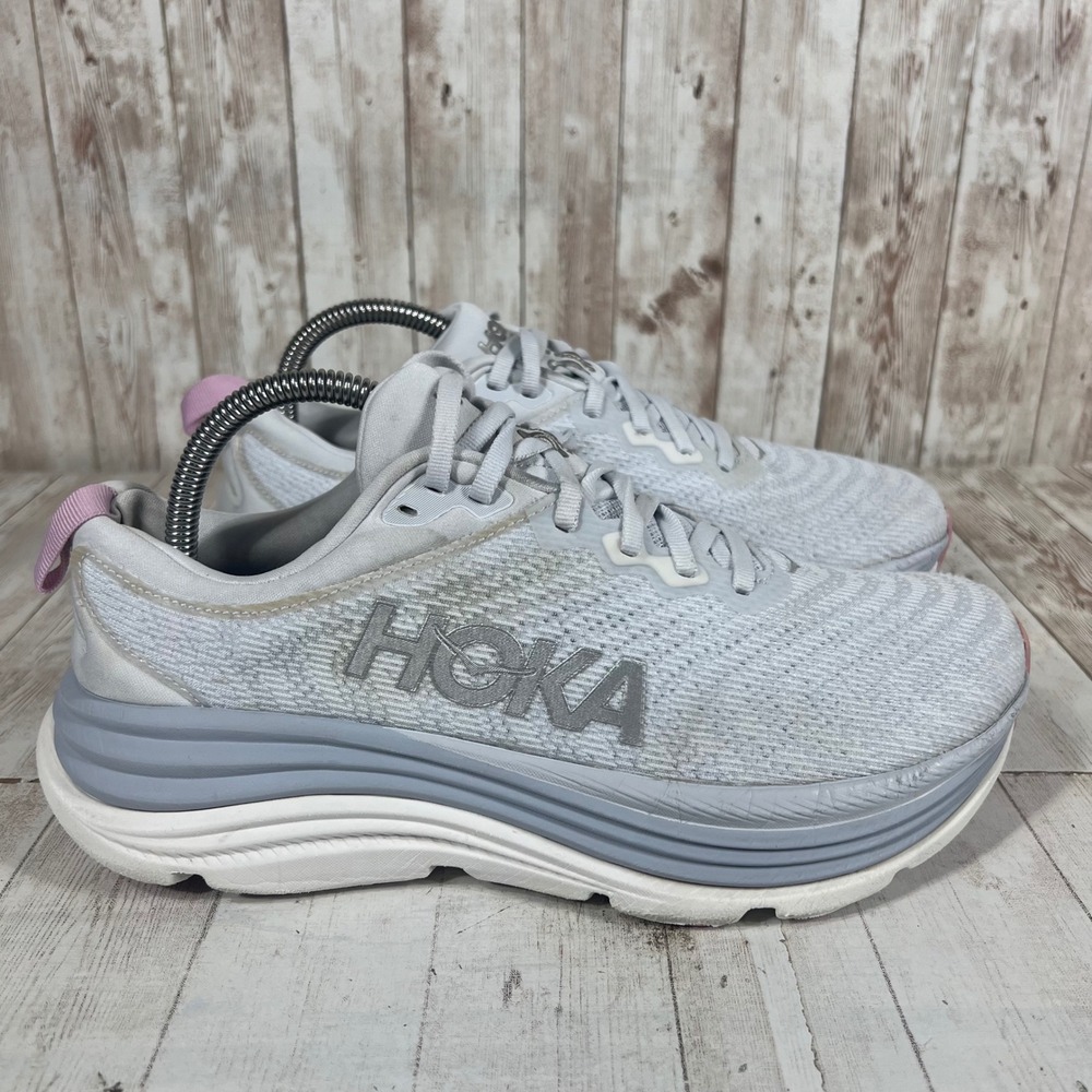 Hoka Gaviota 5 Womens 9B Grey Pink Stability Running Shoes 1134235 SCP